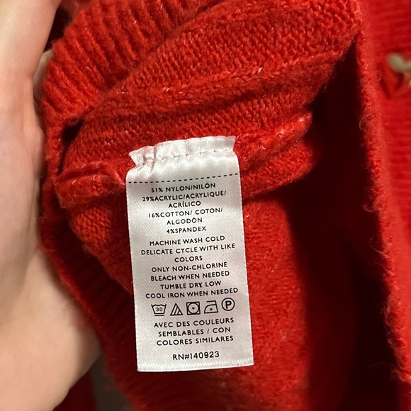 LOFT Heart Button V-Neck dark orange Cardigan - Picture 5 of 7